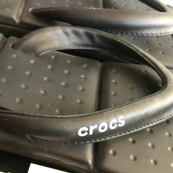 CROCS Captiva Cushioned Slip-on Thong Angled Comfort Sandals in Black - Picture 2 of 4